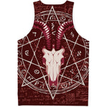 Goat Skull Pentagram Print Men's Tank Top