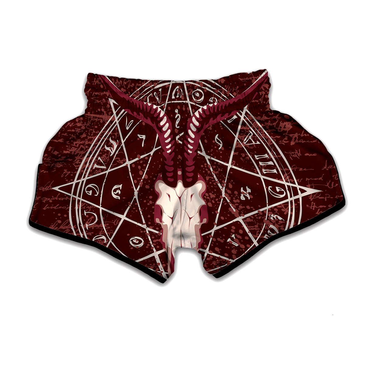 Goat Skull Pentagram Print Muay Thai Boxing Shorts