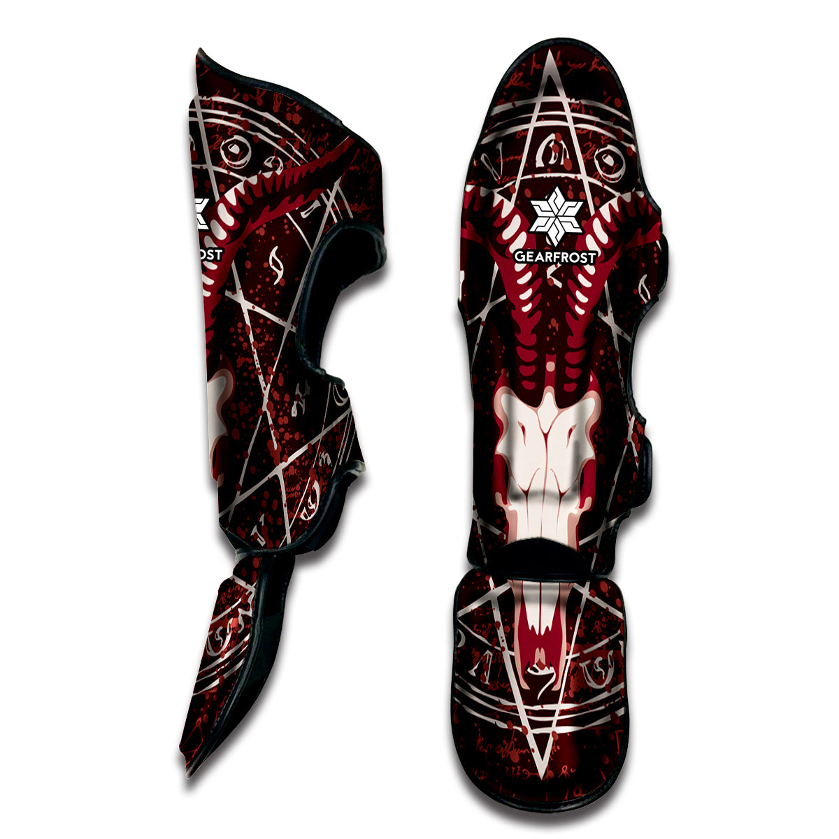 Goat Skull Pentagram Print Muay Thai Shin Guard