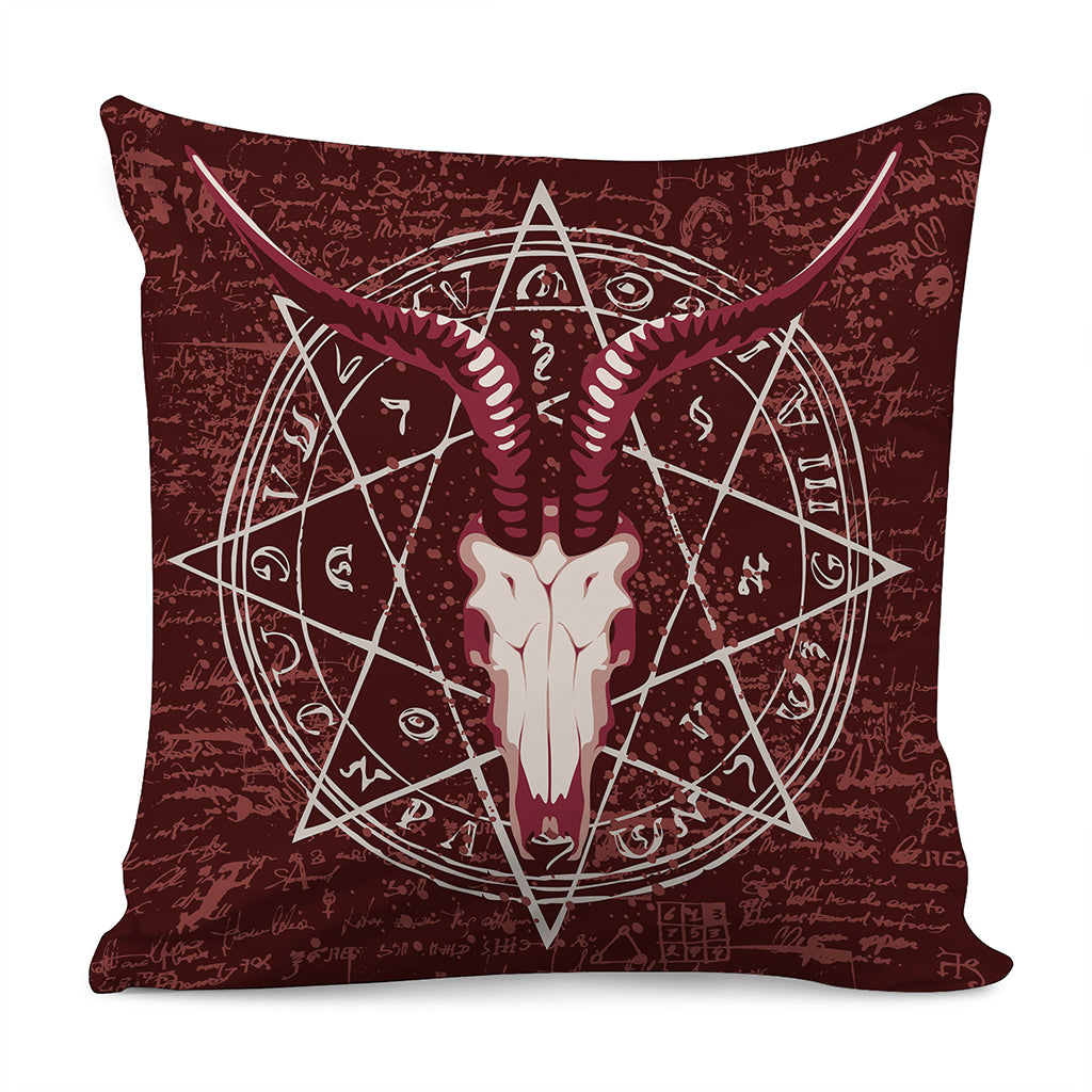 Goat Skull Pentagram Print Pillow Cover