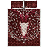 Goat Skull Pentagram Print Quilt Bed Set