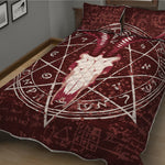 Goat Skull Pentagram Print Quilt Bed Set