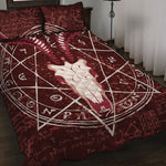 Goat Skull Pentagram Print Quilt Bed Set