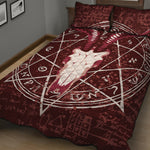 Goat Skull Pentagram Print Quilt Bed Set