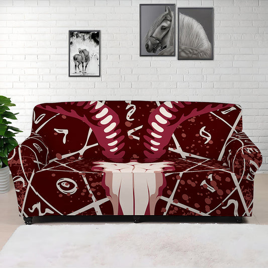 Goat Skull Pentagram Print Sofa Cover