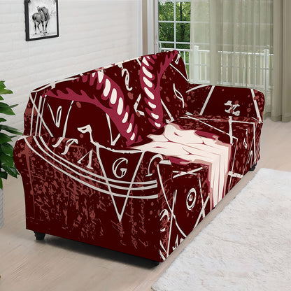Goat Skull Pentagram Print Sofa Cover