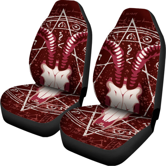 Goat Skull Pentagram Print Universal Fit Car Seat Covers