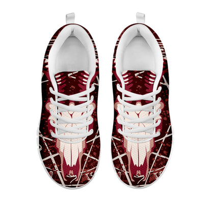 Goat Skull Pentagram Print White Sneakers