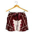 Goat Skull Pentagram Print Women's Shorts