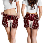 Goat Skull Pentagram Print Women's Shorts