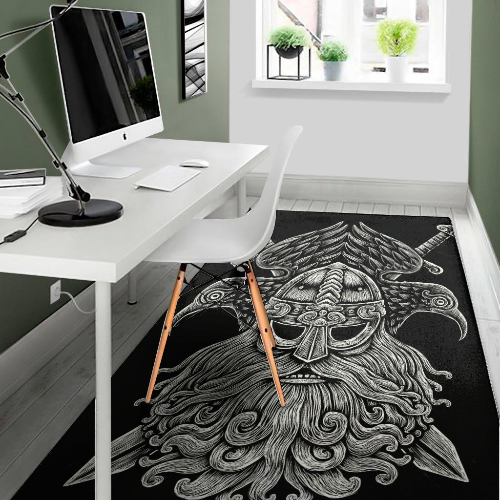 God Odin With Huginn And Muninn Print Area Rug