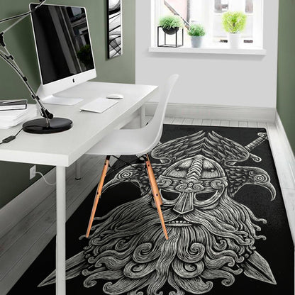 God Odin With Huginn And Muninn Print Area Rug