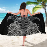 God Odin With Huginn And Muninn Print Beach Sarong Wrap