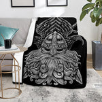 God Odin With Huginn And Muninn Print Blanket