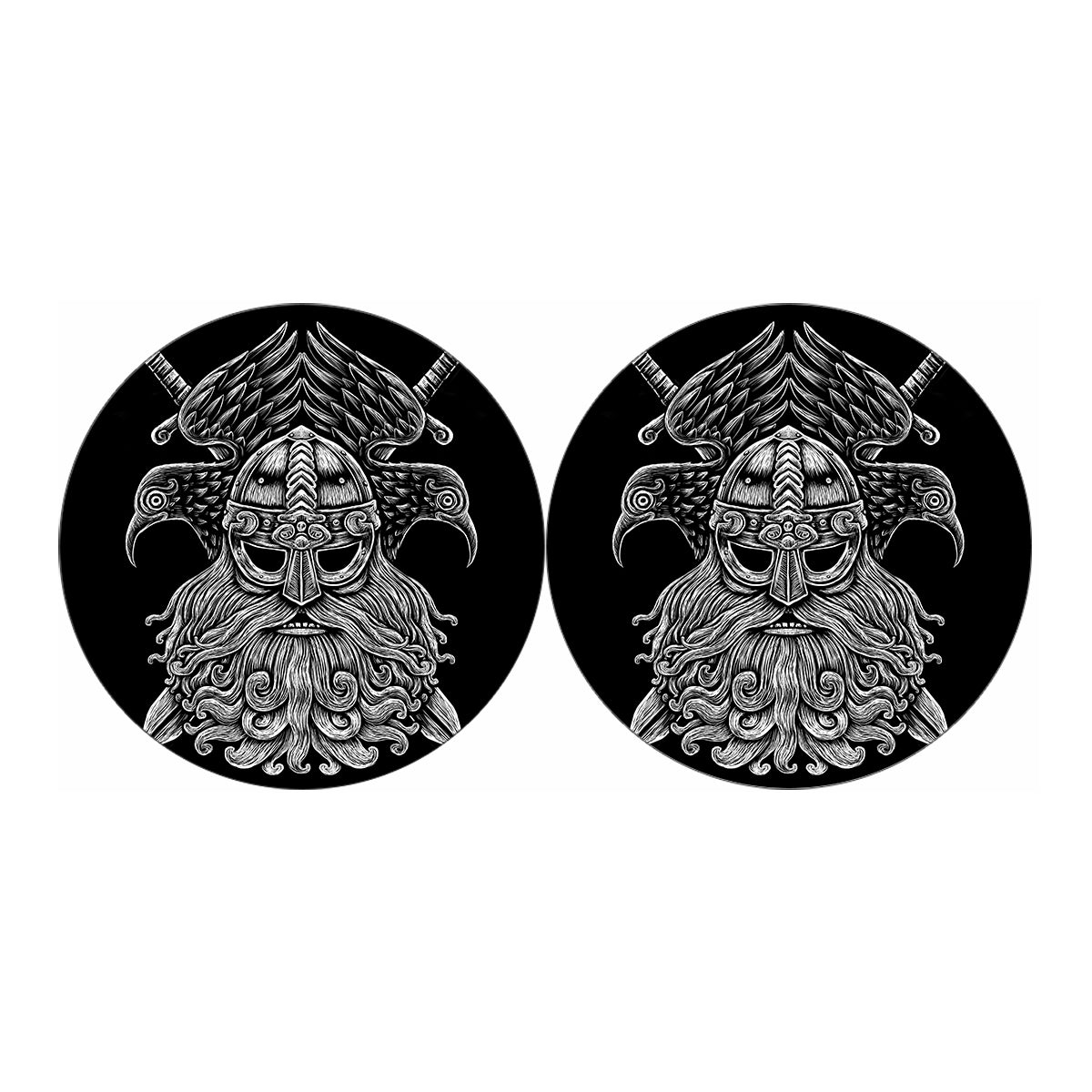 God Odin With Huginn And Muninn Print Car Coasters
