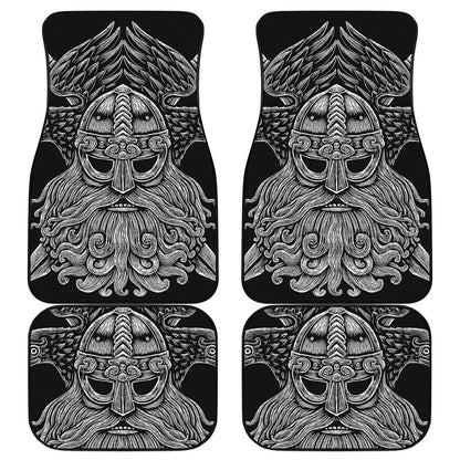 God Odin With Huginn And Muninn Print Front and Back Car Floor Mats