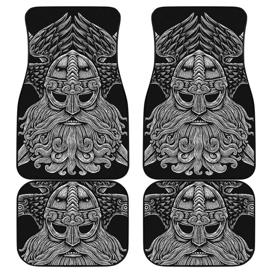 God Odin With Huginn And Muninn Print Front and Back Car Floor Mats