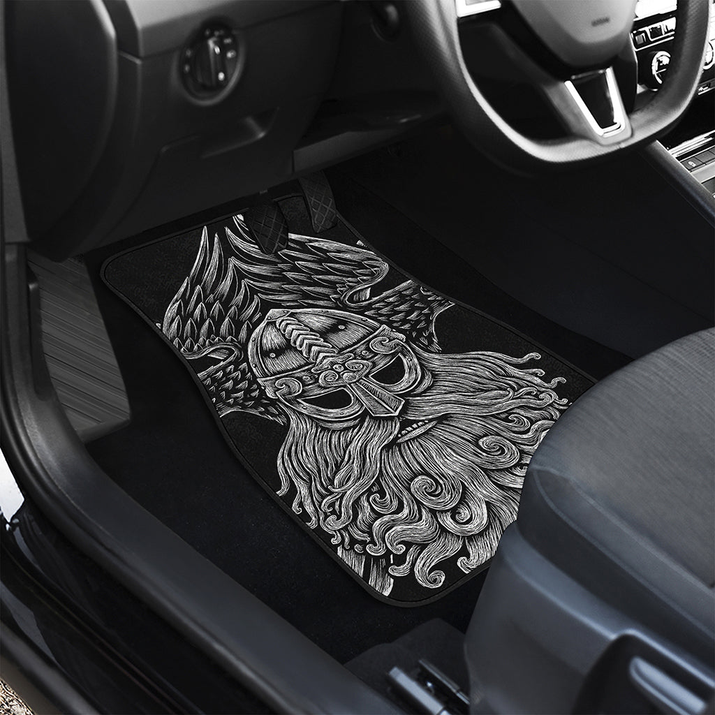 God Odin With Huginn And Muninn Print Front and Back Car Floor Mats