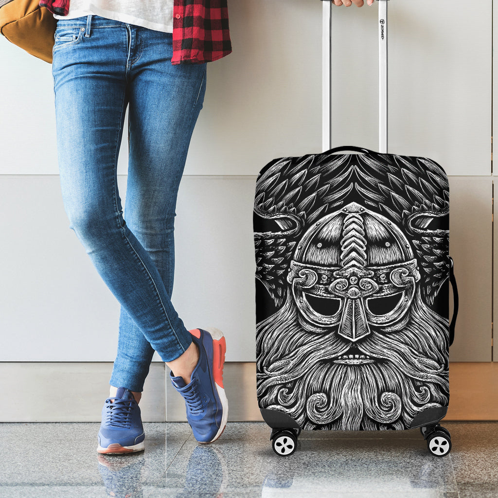 God Odin With Huginn And Muninn Print Luggage Cover