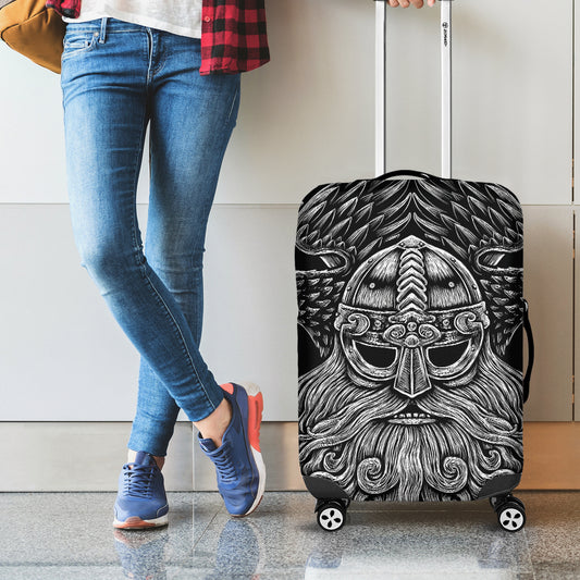 God Odin With Huginn And Muninn Print Luggage Cover