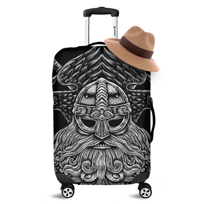 God Odin With Huginn And Muninn Print Luggage Cover