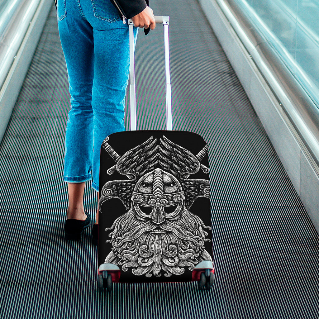 God Odin With Huginn And Muninn Print Luggage Cover
