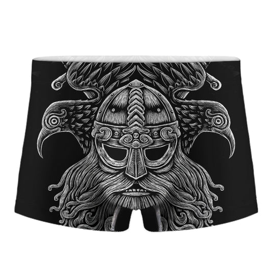 God Odin With Huginn And Muninn Print Men's Boxer Briefs