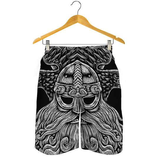 God Odin With Huginn And Muninn Print Men's Shorts