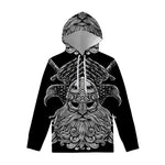 God Odin With Huginn And Muninn Print Pullover Hoodie