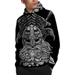 God Odin With Huginn And Muninn Print Pullover Hoodie