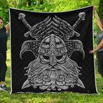 God Odin With Huginn And Muninn Print Quilt