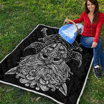 God Odin With Huginn And Muninn Print Quilt