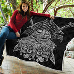 God Odin With Huginn And Muninn Print Quilt