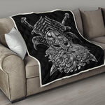 God Odin With Huginn And Muninn Print Quilt