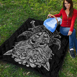 God Odin With Huginn And Muninn Print Quilt