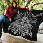God Odin With Huginn And Muninn Print Quilt