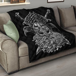 God Odin With Huginn And Muninn Print Quilt