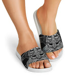 God Odin With Huginn And Muninn Print White Slide Sandals