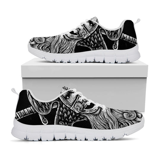 God Odin With Huginn And Muninn Print White Sneakers
