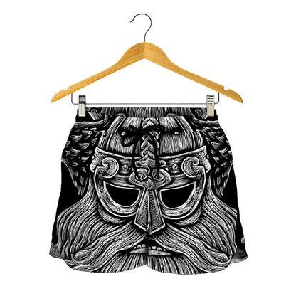 God Odin With Huginn And Muninn Print Women's Shorts
