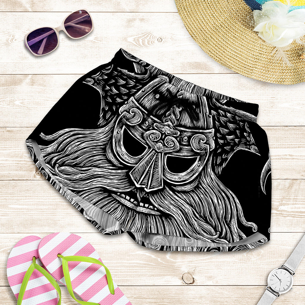 God Odin With Huginn And Muninn Print Women's Shorts