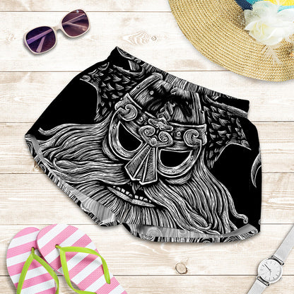 God Odin With Huginn And Muninn Print Women's Shorts
