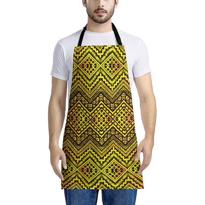 Gold African Ethnic Tribal Pattern Print Apron