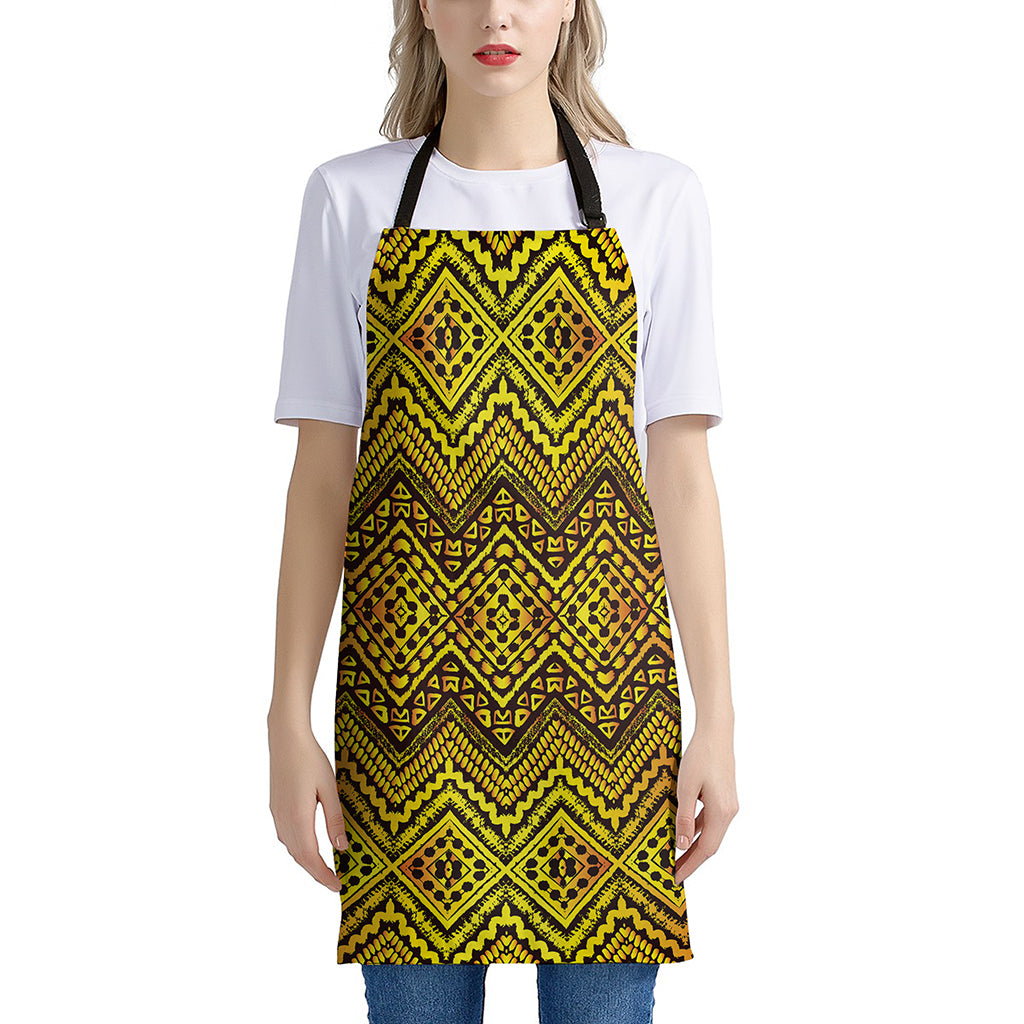 Gold African Ethnic Tribal Pattern Print Apron