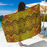 Gold African Ethnic Tribal Pattern Print Beach Sarong Wrap