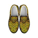 Gold African Ethnic Tribal Pattern Print Black Slip On Shoes