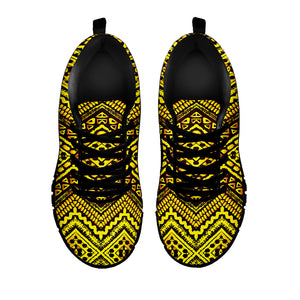 Gold African Ethnic Tribal Pattern Print Black Sneakers