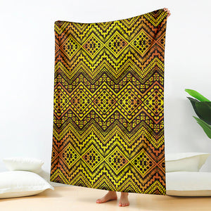 Gold African Ethnic Tribal Pattern Print Blanket