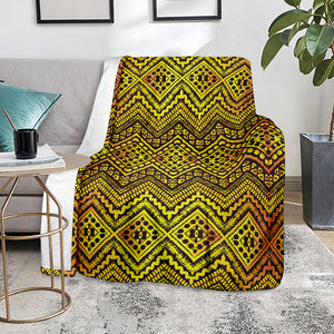 Gold African Ethnic Tribal Pattern Print Blanket