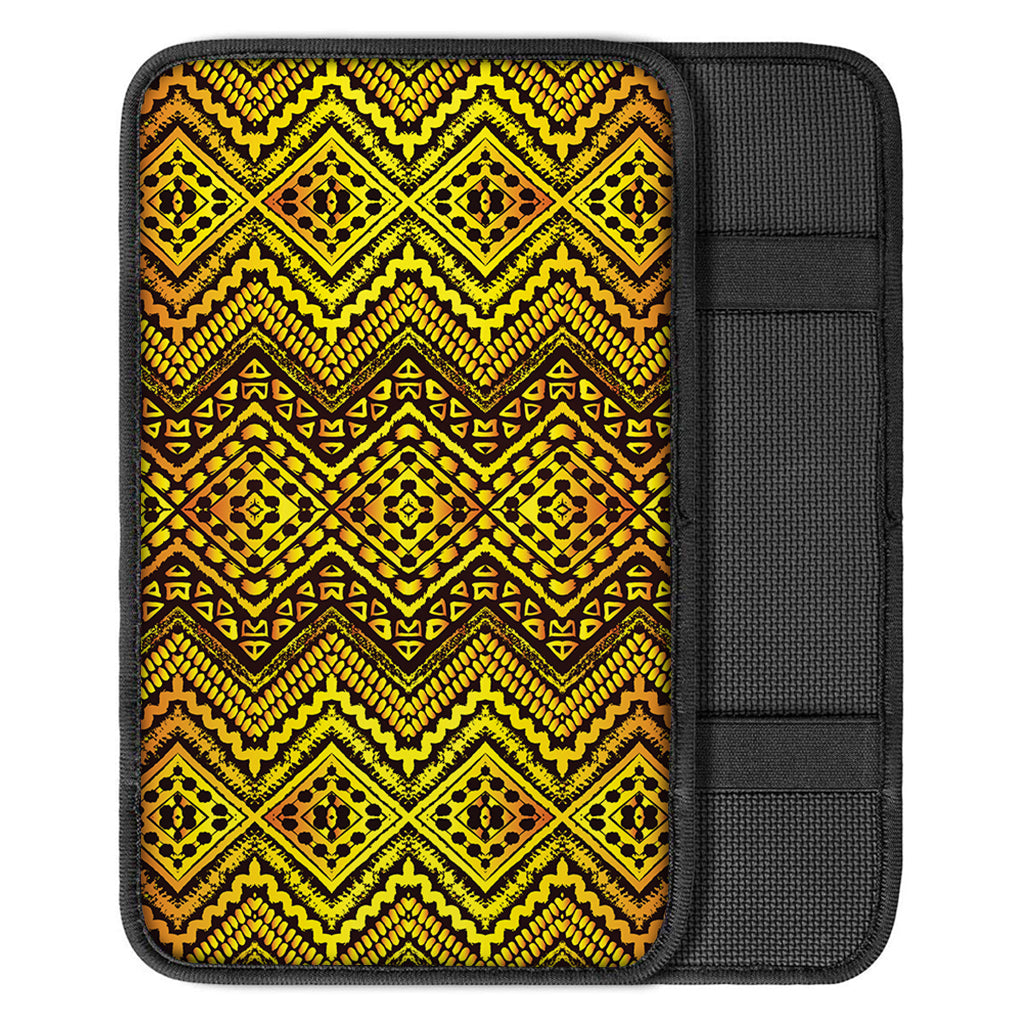 Gold African Ethnic Tribal Pattern Print Car Center Console Cover